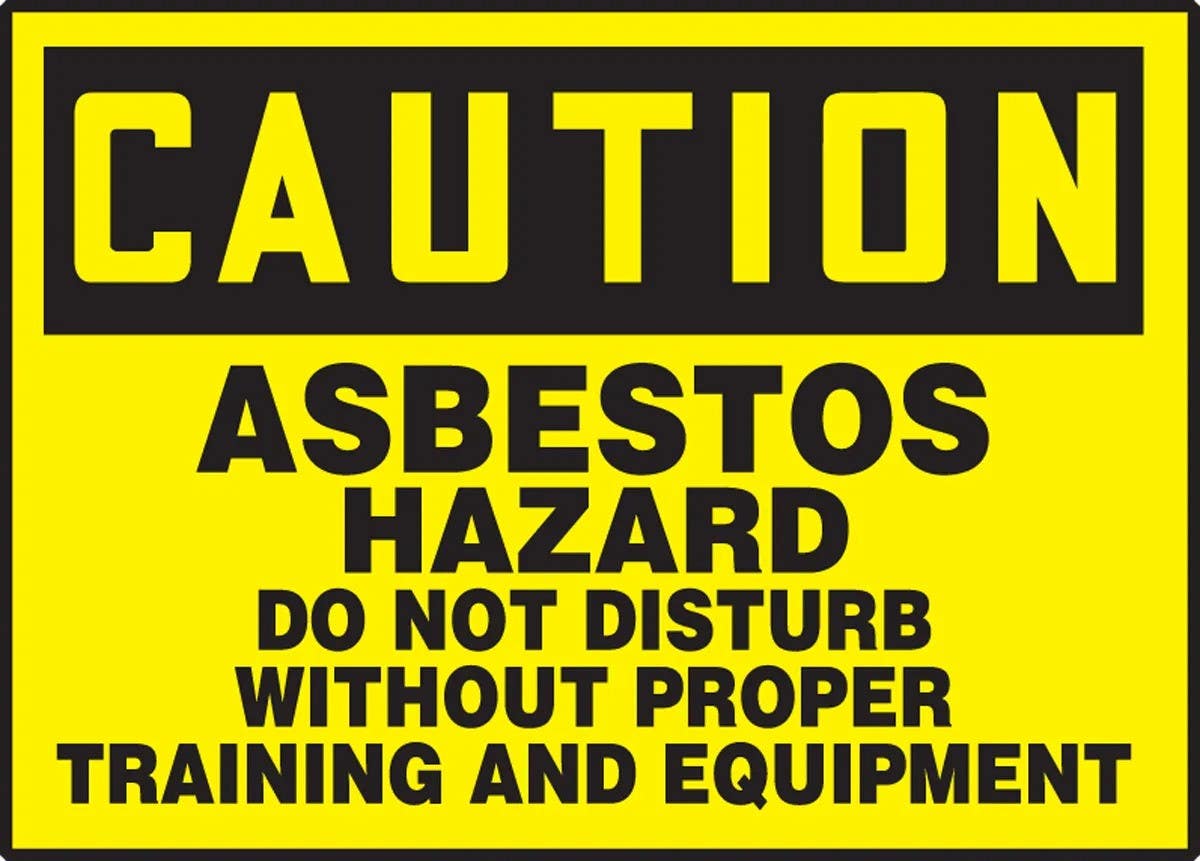 AccuformNMC LCAW60 OSHA Caution Safety Label, Asbestos Hazard, Do Not Disturb..., Adhesive Vinyl, 5/Pk
