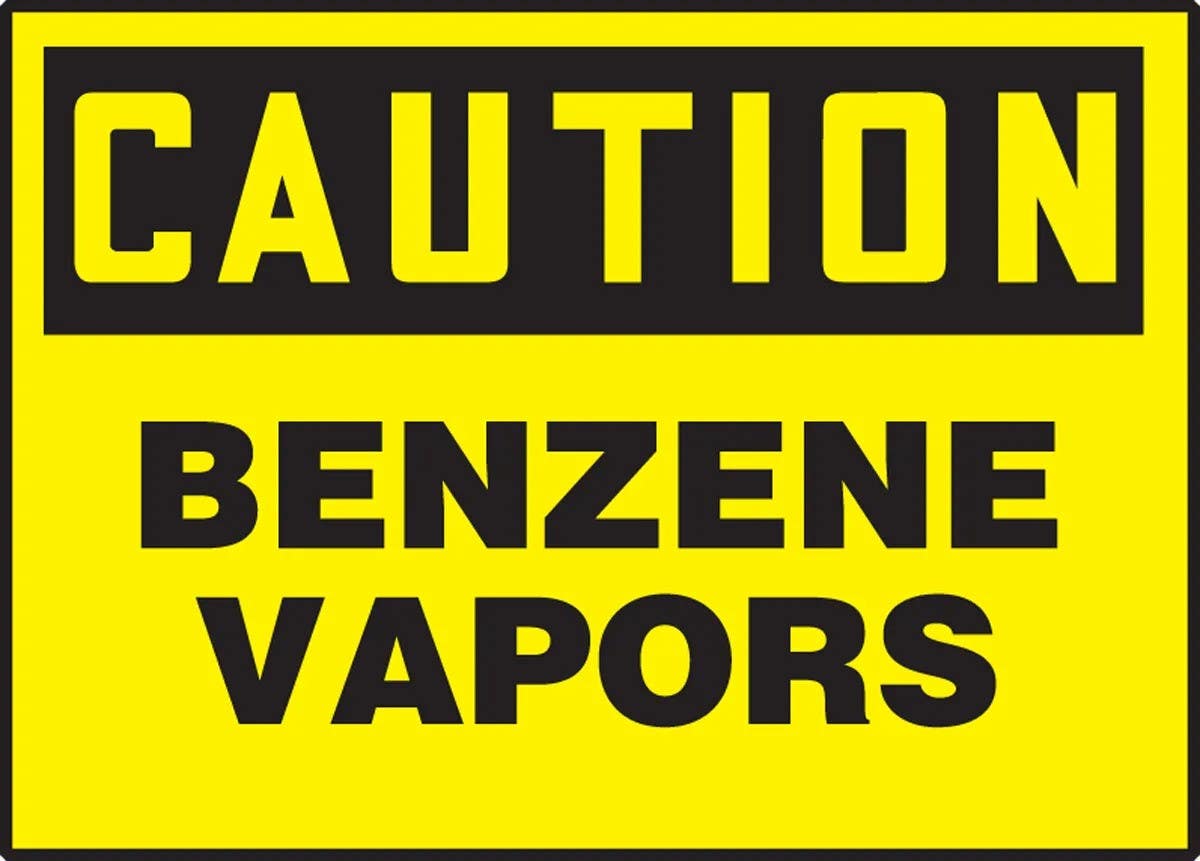 AccuformNMC LCAW60 OSHA Caution Safety Label, Benzene Vapors, Adhesive Dura Vinyl