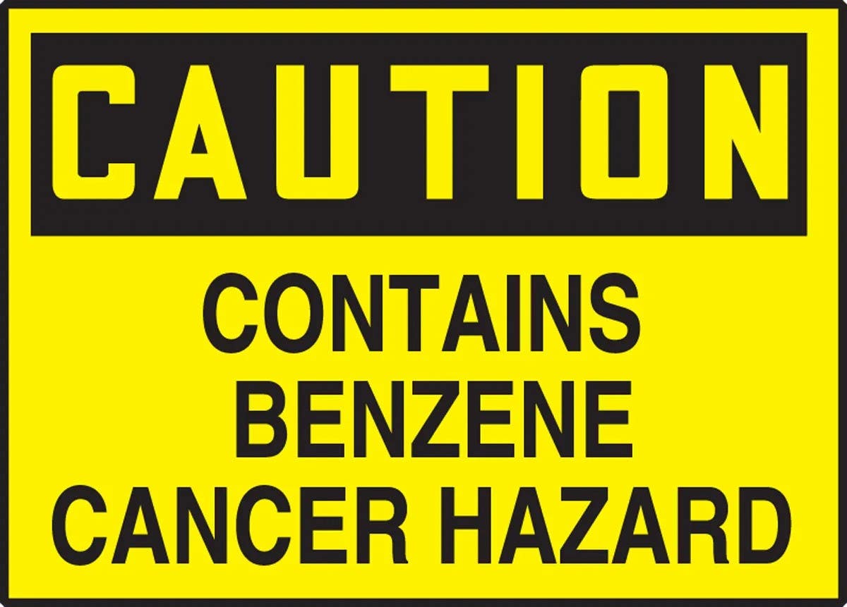 AccuformNMC LCAW612VSP OSHA Caution Safety Label, Contains Benzene, Cancer Hazard, Adhesive Vinyl, 3-1/2" H x 5" W, 5/Pk