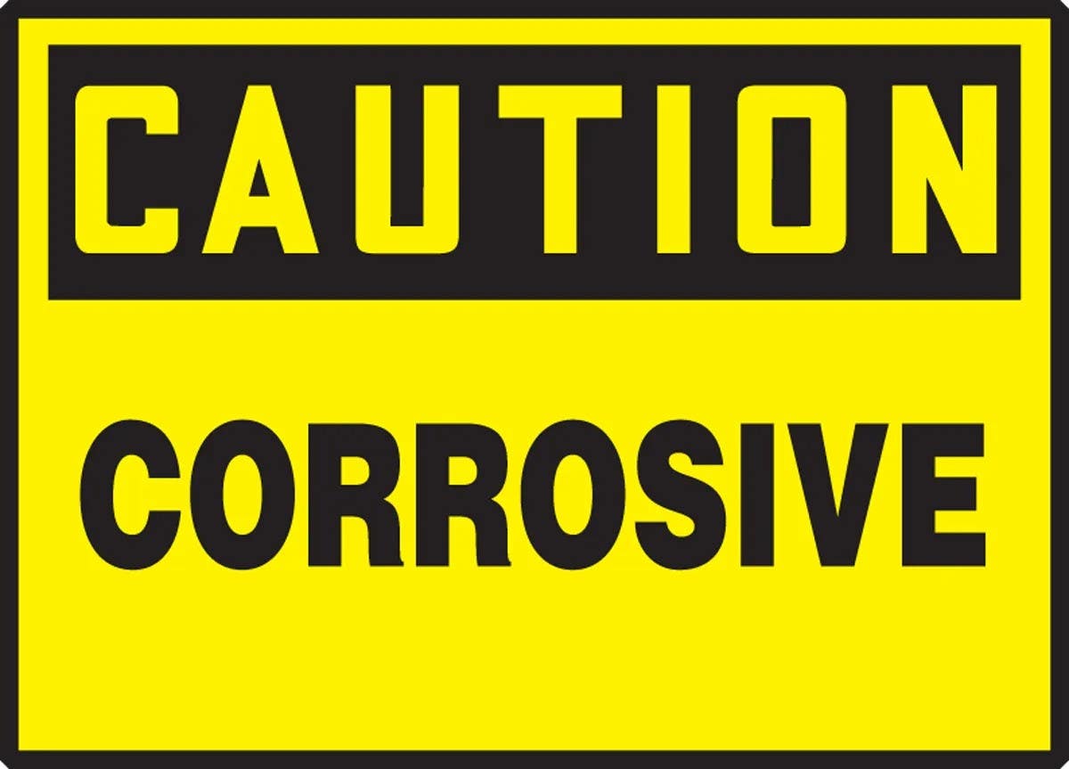 AccuformNMC LCHL600VSP OSHA Caution Safety Label, Corrosive, Adhesive Vinyl, 3-1/2" H x 5" W, 5/Pk