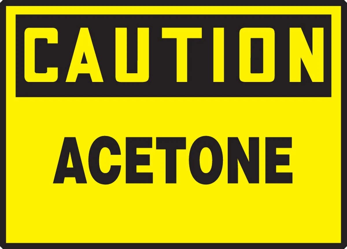 AccuformNMC LCHL601VSP OSHA Caution Safety Label, Acetone, Adhesive Vinyl, 3-1/2" H x 5" W, 5/Pk