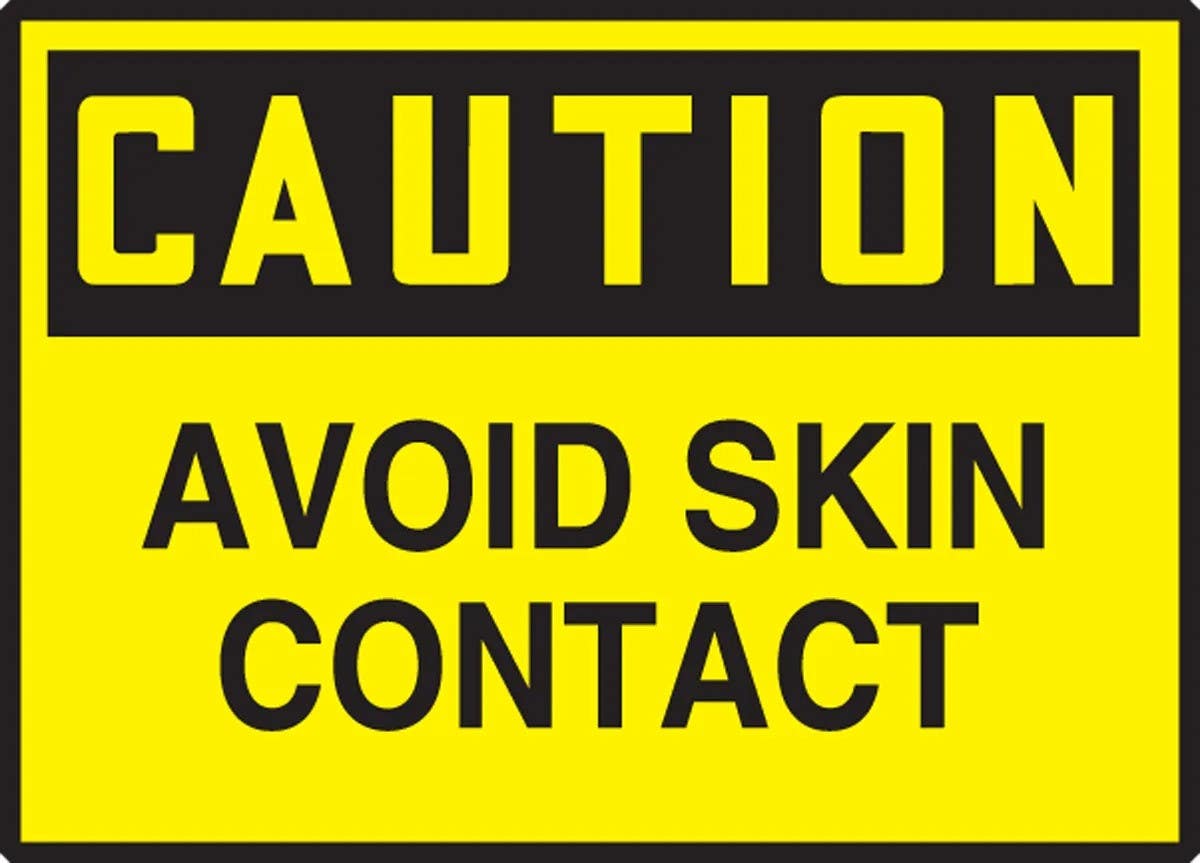 AccuformNMC LCHL602XVE OSHA Caution Safety Sign, Avoid Skin Contact, Adhesive Dura Vinyl, 3-1/2" H x 5" W