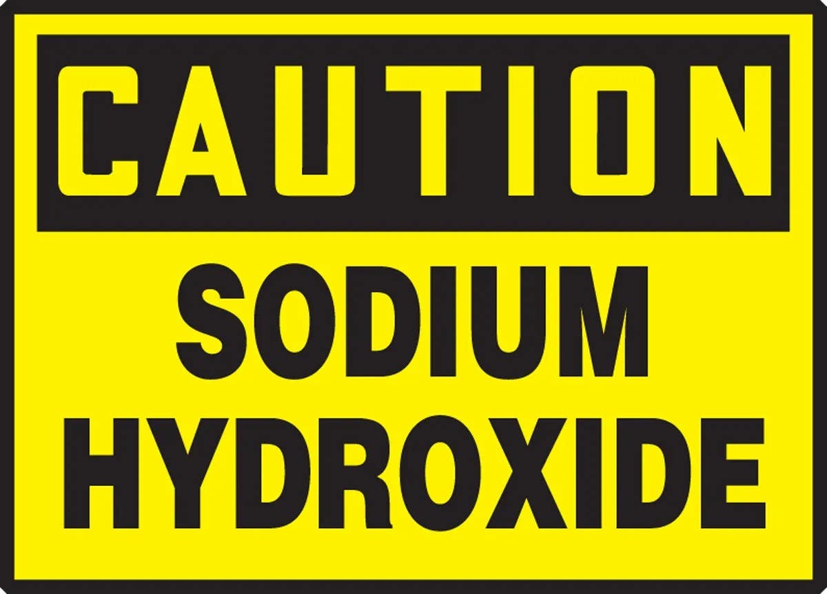 AccuformNMC LCHL603VSP OSHA Caution Safety Label, Sodium Hydroxide, Adhesive Vinyl, 3-1/2" H x 5" W, 5/Pk