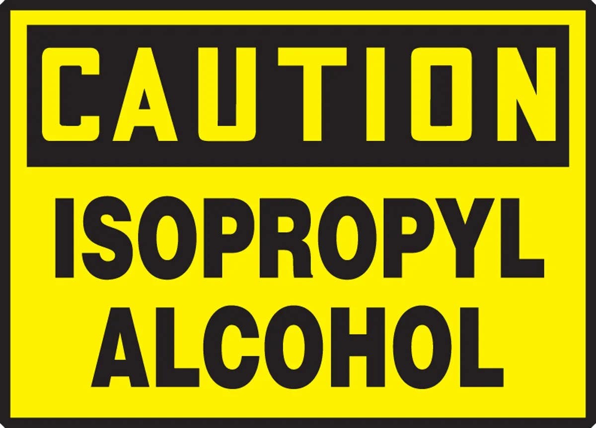 AccuformNMC LCHL606VSP OSHA Caution Safety Label, ISOpropyl Alcohol, Adhesive Vinyl, 3-1/2" H x 5" W, 5/Pk