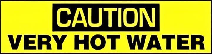 AccuformNMC LCHL691 Safety Label, Caution, Very Hot Water, Adhesive Dura-Vinyl, 4" H x 12" W