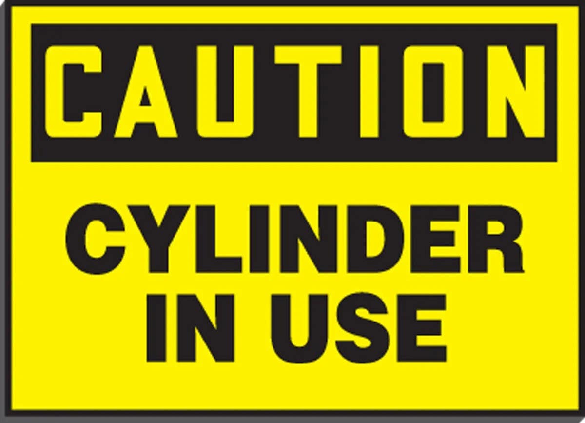 AccuformNMC LCPG603 OSHA Caution Chemical & Hazardous Material Label, Cylinder In Use, Magnetic Vinyl, 5" H x 7" W