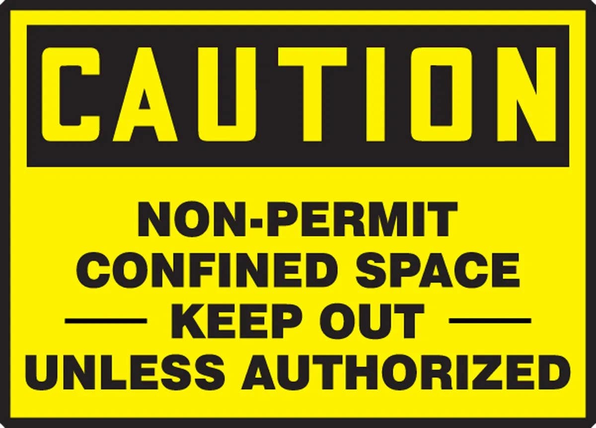 AccuformNMC LCSP602VSP OSHA Caution Safety Label, Non-Permit Confined Space..., Adhesive Vinyl, 3-1/2" H x 5" W, 5/Pk