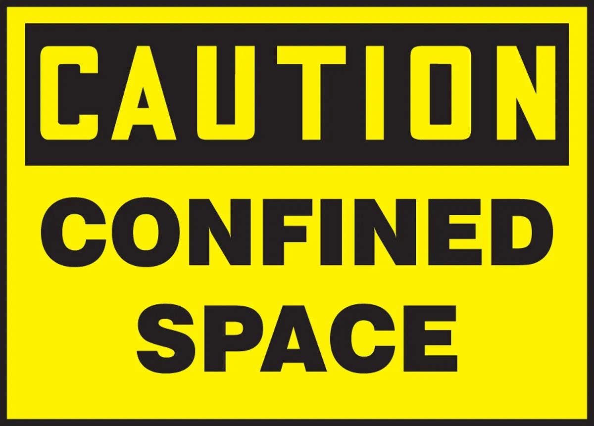 AccuformNMC LCSP604XVE OSHA Caution Safety Label, Confined Space, Adhesive Dura Vinyl, 3-1/2" H x 5" W
