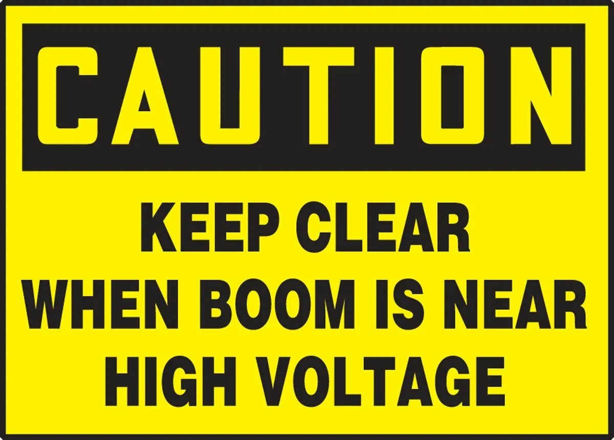 AccuformNMC LELC611XVE OSHA Caution Safety Label, Keep Clear When Boom Is Near..., Adhesive Dura Vinyl, 3-1/2" H x 5" W