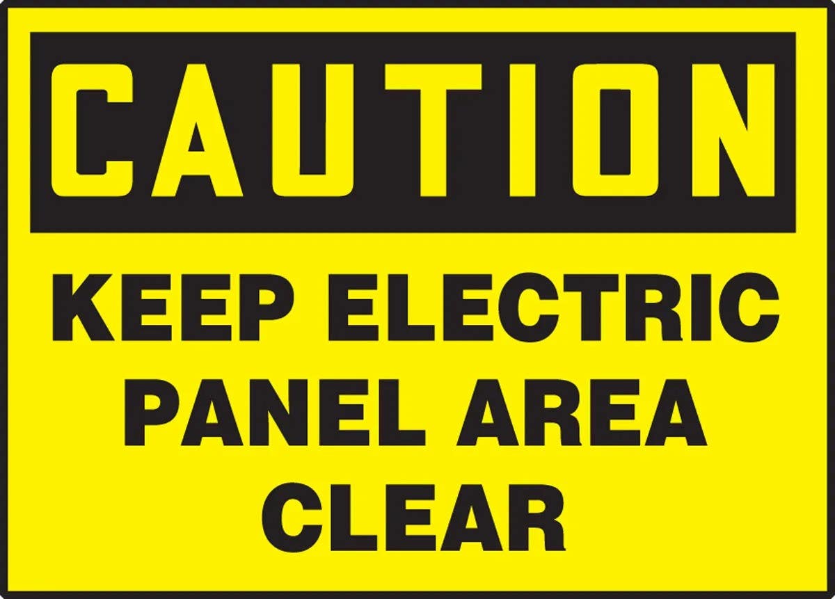AccuformNMC LELC61 OSHA Caution Safety Label, Keep Electric Panel Area Clear, Adhesive Vinyl, 5/Pk