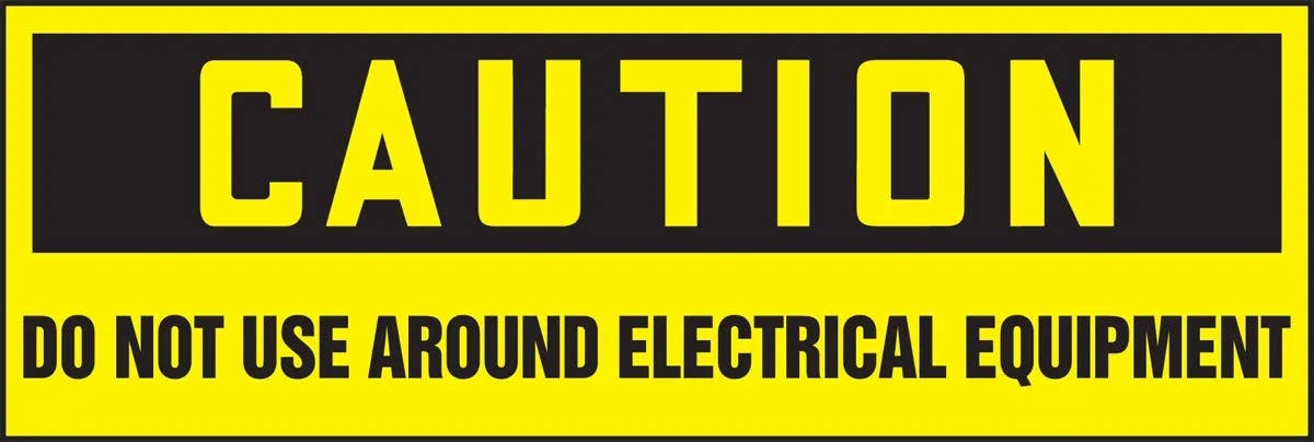 AccuformNMC LELC616XVE Safety Label, Caution, Do Not Use Around Electrical Equipment, Adhesive Dura Vinyl, 2" H x 6" W