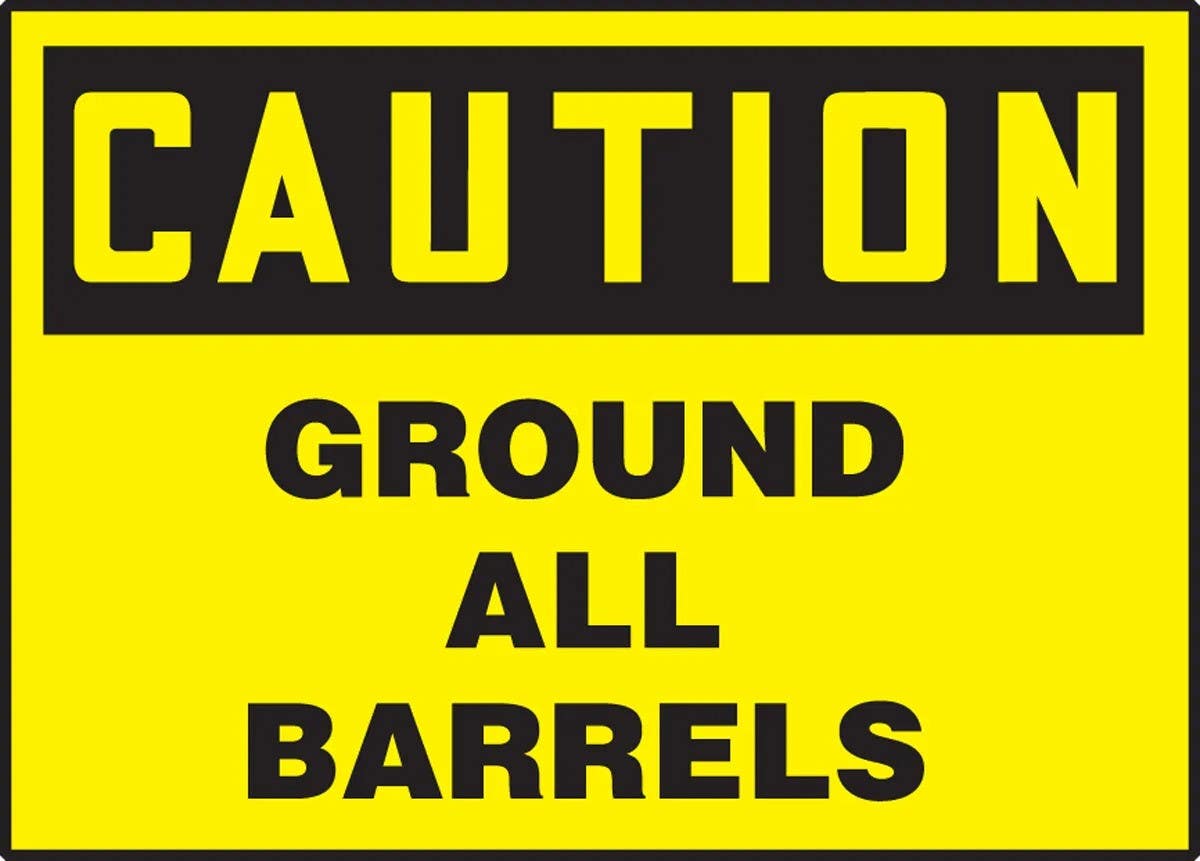 AccuformNMC LELC62 OSHA Caution Safety Label, Ground All Barrels, Adhesive Dura Vinyl
