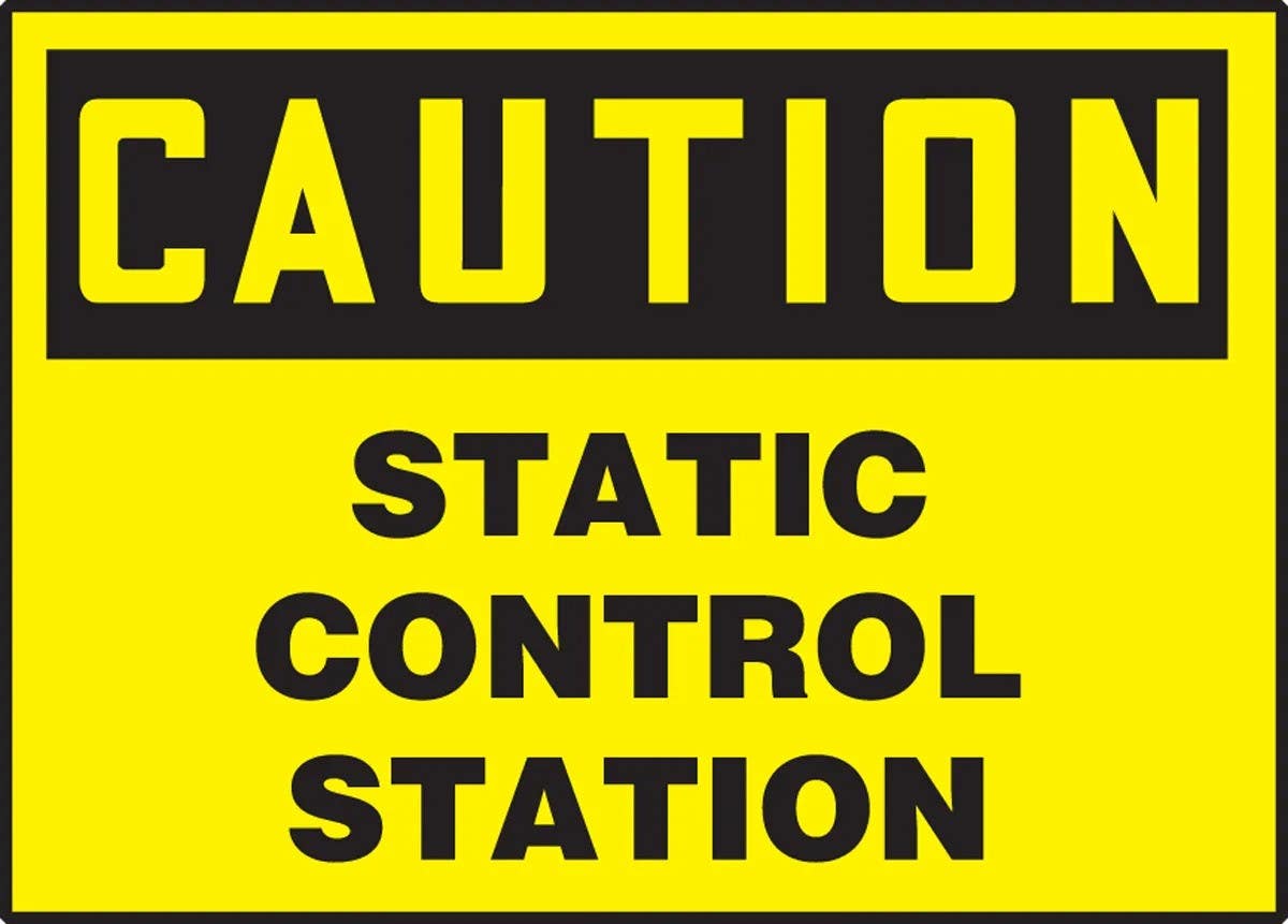 AccuformNMC LELC62 OSHA Caution Safety Label, Static Control Station, Adhesive Dura Vinyl