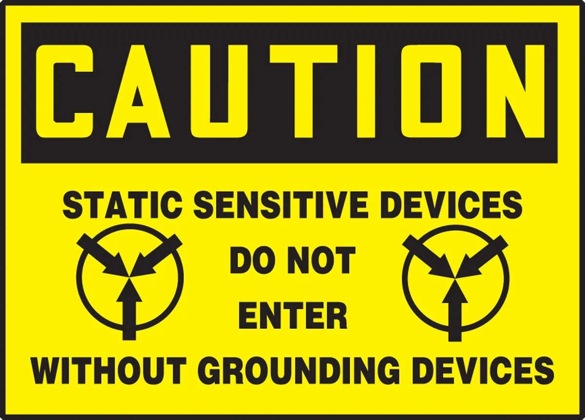 AccuformNMC LELC62 OSHA Caution Safety Label, Static Sensitive Devices, Do Not Enter Without..., Adhesive Dura Vinyl