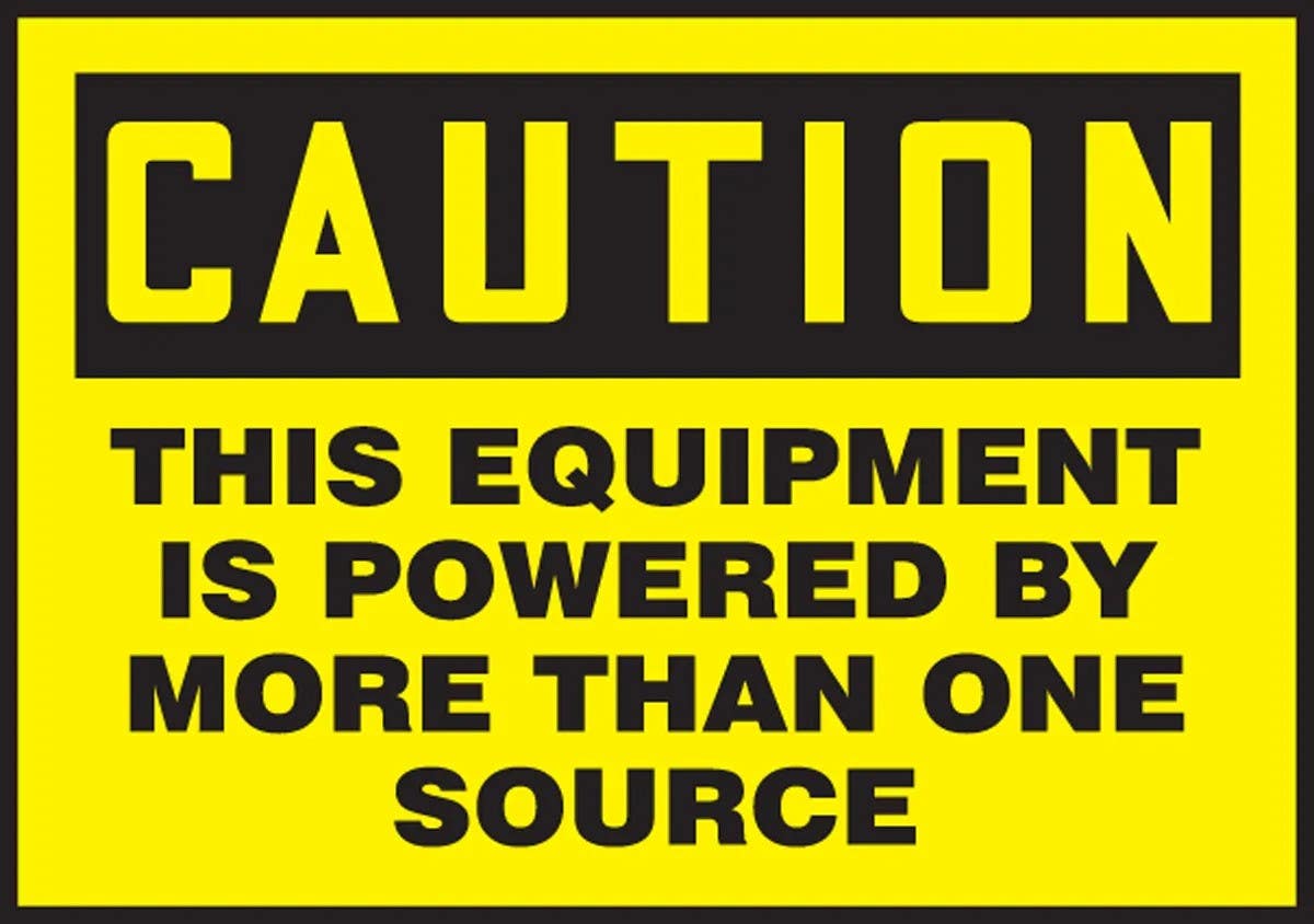 AccuformNMC LELC635XVE OSHA Caution Electrical Safety Label, This Equipment Is..., Adhesive Dura Vinyl, 3-1/2" H x 5" W