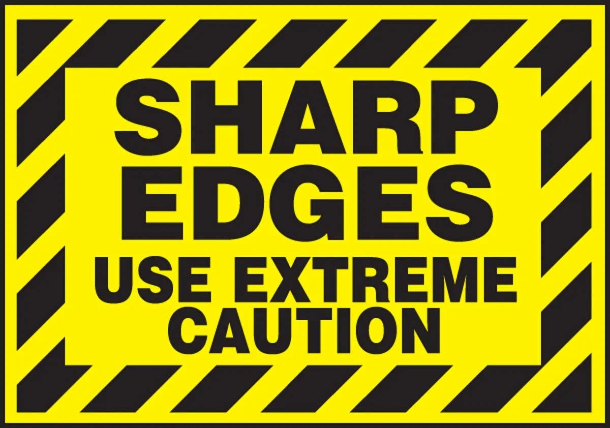 AccuformNMC LEQM521VSP Safety Label, Sharp Edges, Use Extreme Caution, Adhesive Vinyl, 3-1/2" H x 5" W, 5/Pk