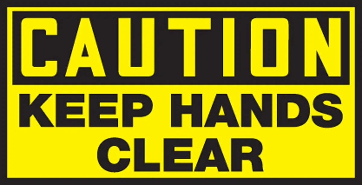 AccuformNMC LEQM607VSP OSHA Caution Safety Label, Keep Hands Clear, Adhesive Vinyl, 1-1/2" H x 3" W, 10/Pk