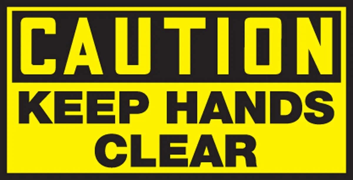 AccuformNMC LEQM607XVE OSHA Caution Safety Label, Keep Hands Clear, Adhesive Dura Vinyl, 3-1/2" H x 5" W