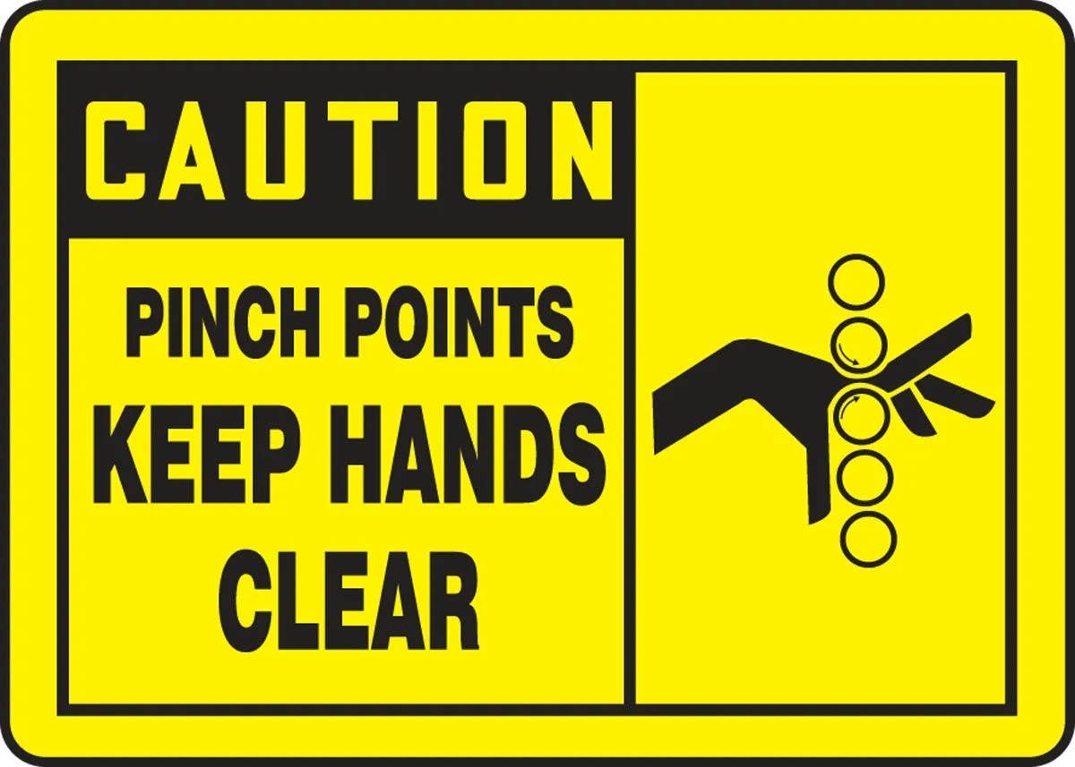 AccuformNMC LEQM613XVE OSHA Caution Safety Label, Pinch Points, Keep Hands Clear, Adhesive Dura Vinyl, 3-1/2" H x 5" W
