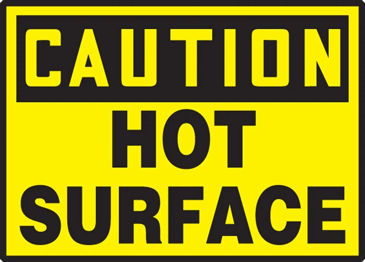 AccuformNMC LEQM619XVE OSHA Caution Safety Label, Hot Surface, Adhesive Dura Vinyl, 3-1/2" H x 5" W