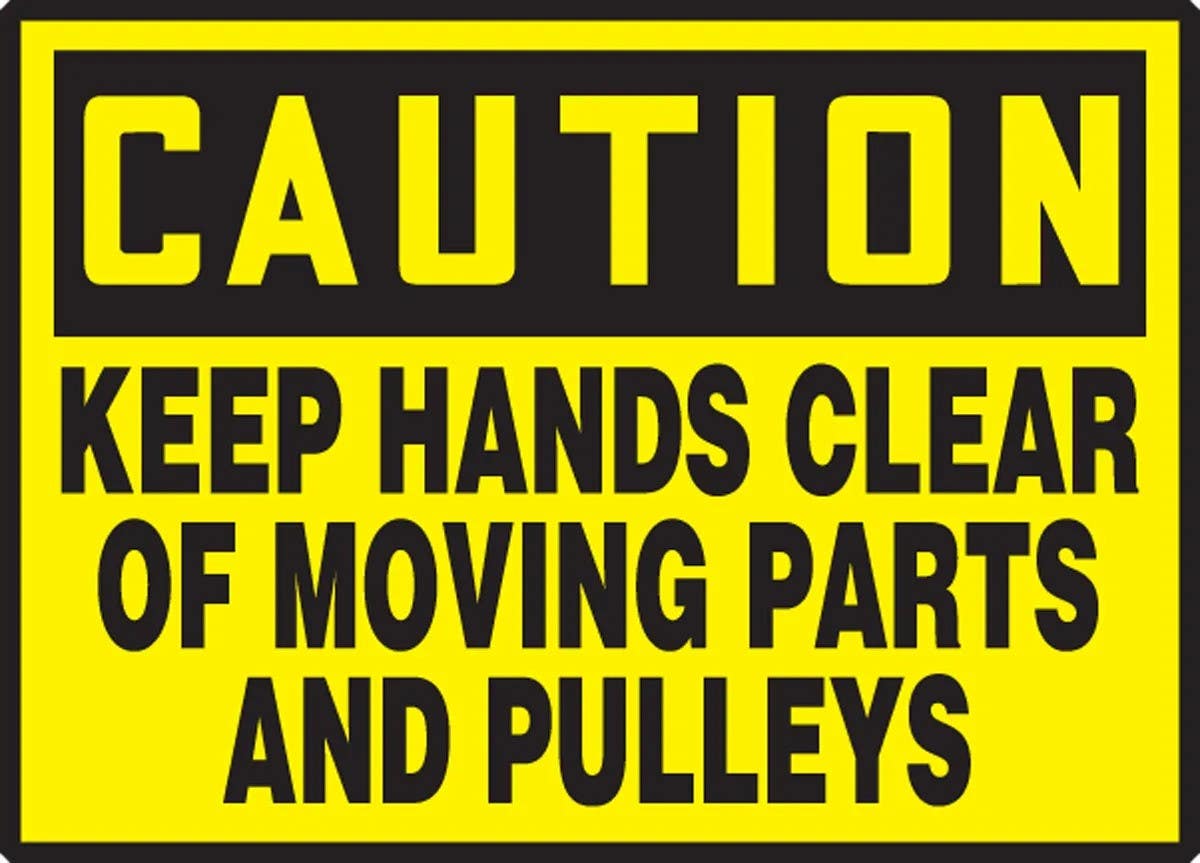 AccuformNMC LEQM623XVE OSHA Caution Safety Label, Keep Hands Clear Of Moving..., Adhesive Dura Vinyl, 3-1/2" H x 5" W