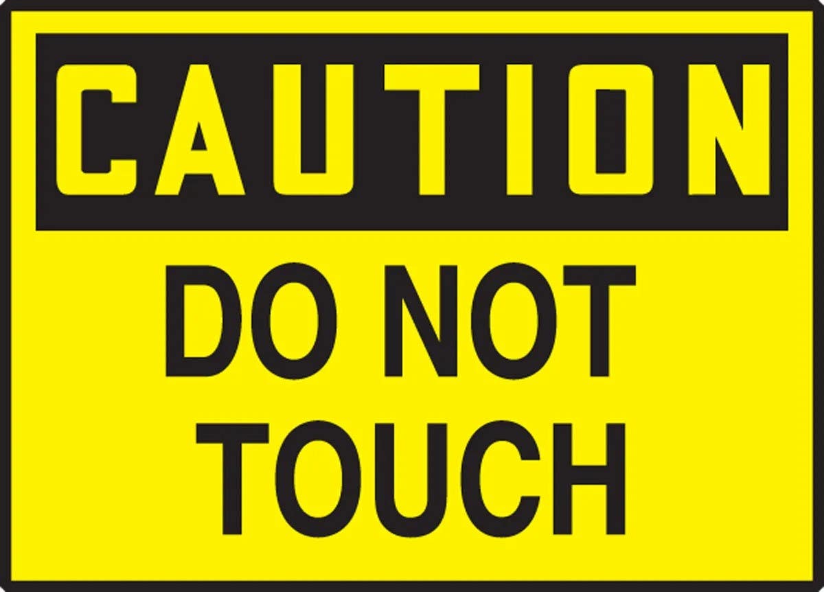 AccuformNMC LEQM640VSP OSHA Caution Safety Label, Do Not Touch, Adhesive Vinyl, 3-1/2" H x 5" W, 5/Pk