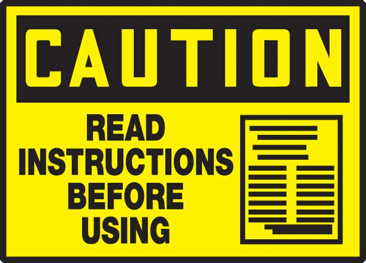 AccuformNMC LEQM643VSP OSHA Caution Safety Label, Read Instructions Before Using, Adhesive Vinyl, 3-1/2" H x 5" W, 5/Pk