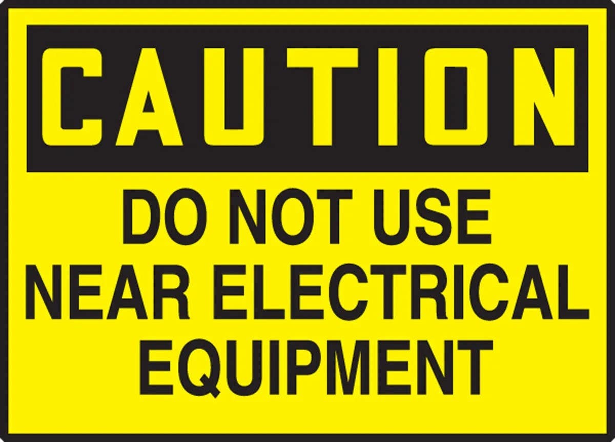 AccuformNMC LEQM644VSP OSHA Caution Safety Label, Do Not Use Near Electrical..., Adhesive Vinyl, 3-1/2" H x 5" W, 5/Pk