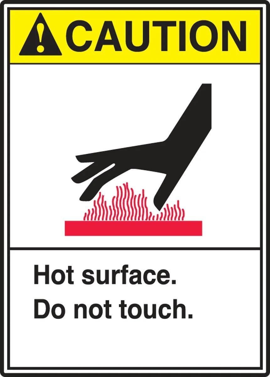 AccuformNMC LEQM645XVE ANSI Caution Safety Label, Hot Surface - Do Not Touch., Adhesive Dura Vinyl, 5" H x 3-1/2" W