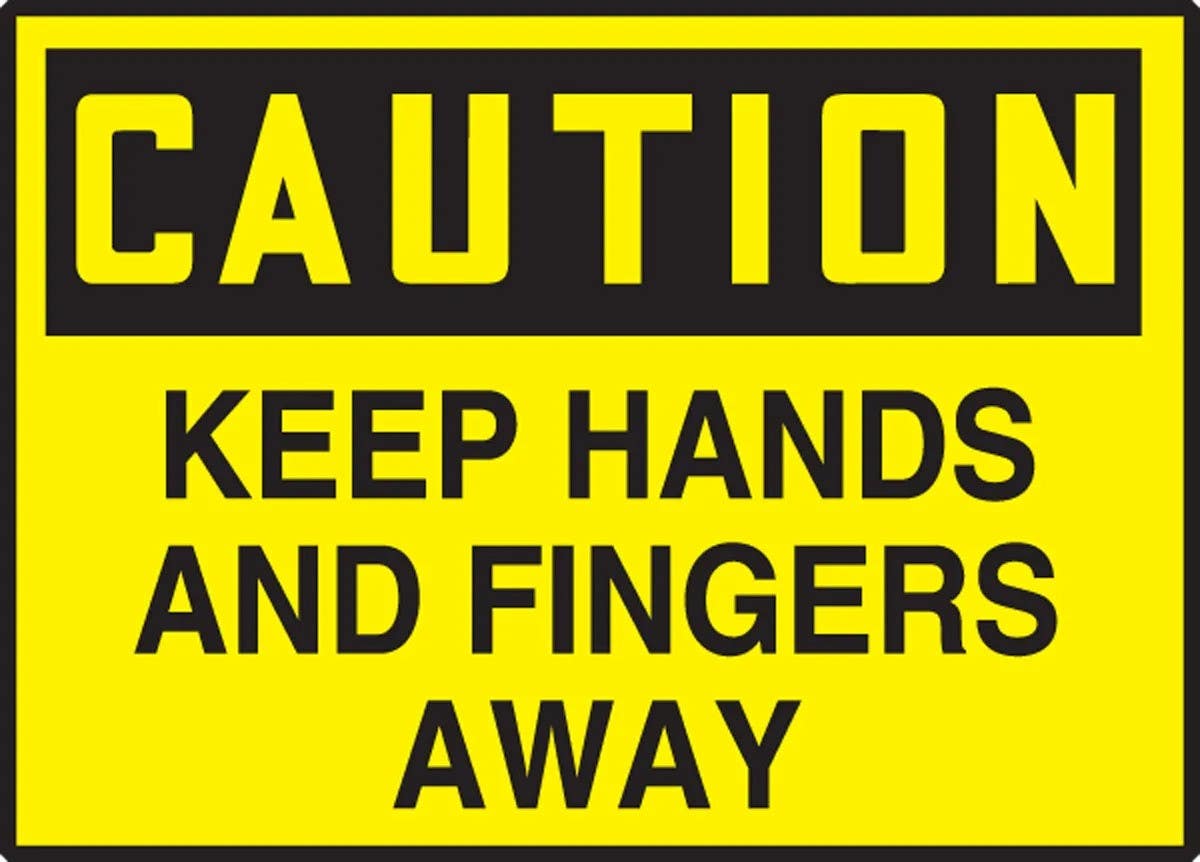 AccuformNMC LEQM654VSP OSHA Caution Safety Label, Keep Hands And Fingers Away, Adhesive Vinyl, 3-1/2" H x 5" W, 5/Pk