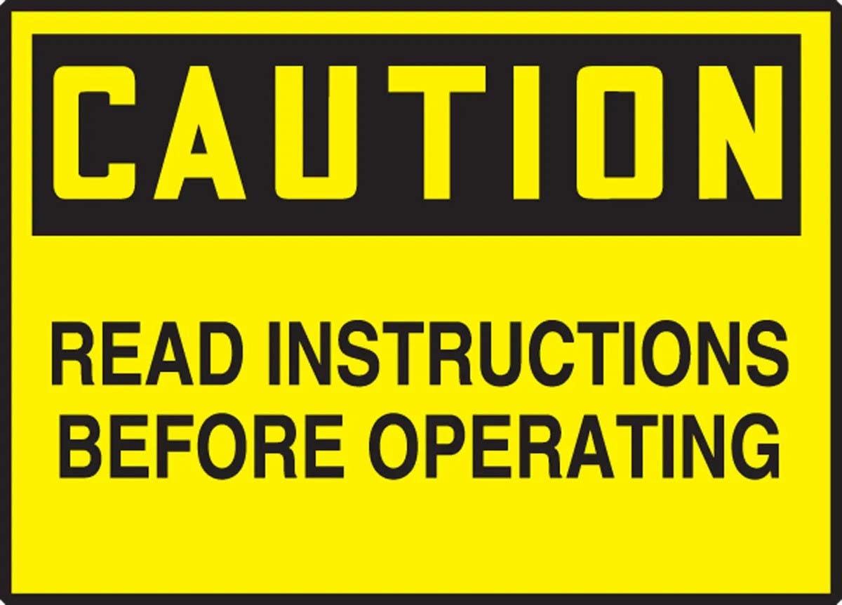 AccuformNMC LEQM658XVE OSHA Caution Safety Label, Read Instructions Before Operating, Adhesive Dura Vinyl, 3-1/2" H x 5" W