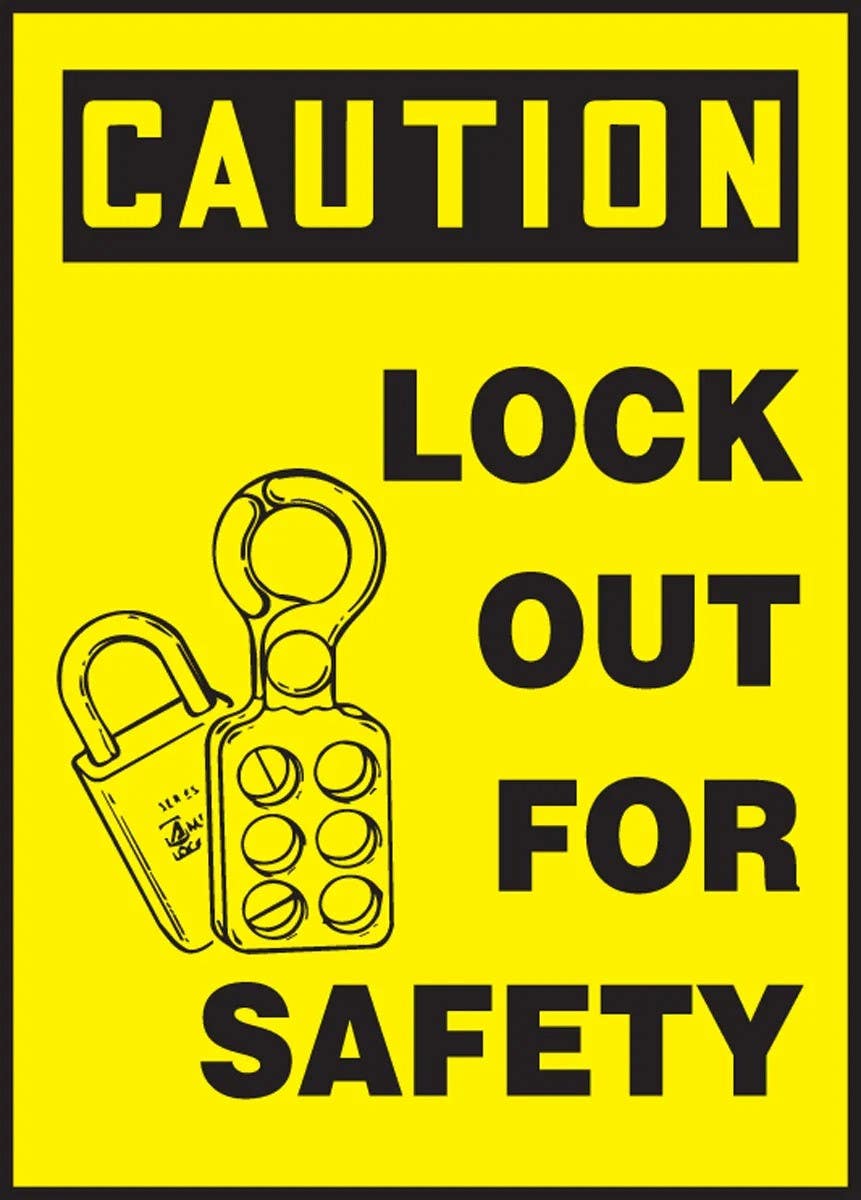 AccuformNMC LLKT41 OSHA Caution Lockout/Tagout Label, Lock Out For Safety, Magnetic Vinyl