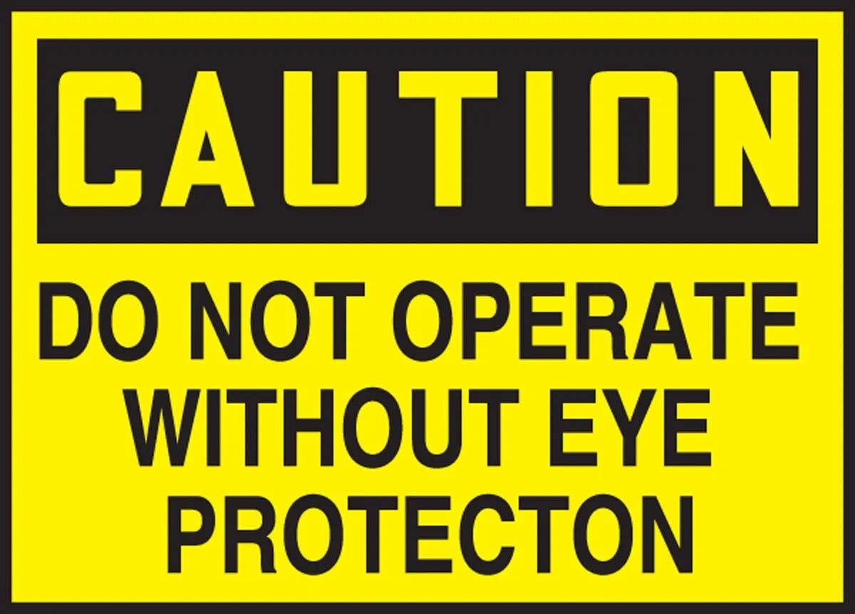 AccuformNMC LPPE603VSP OSHA Caution Safety Label, Do Not Operate Without..., Adhesive Vinyl, 3-1/2" H x 5" W, 5/Pk