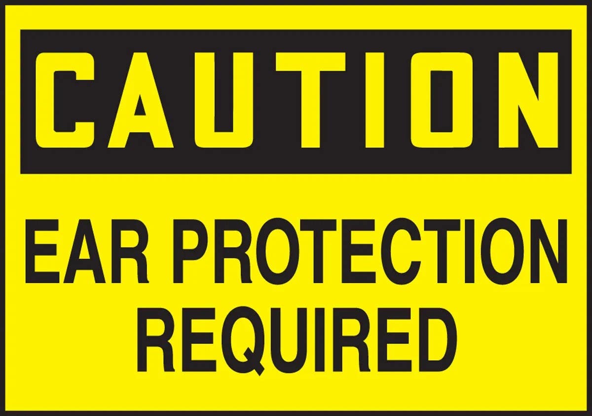 AccuformNMC LPPE606XVE OSHA Caution Safety Label, Ear Protection Required, Adhesive Dura Vinyl, 3-1/2" H x 5" W