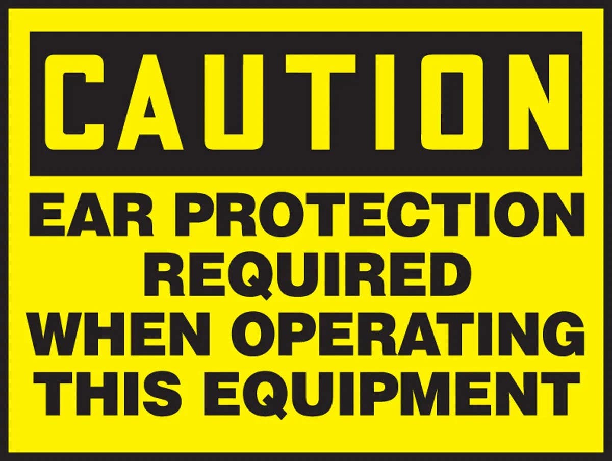 AccuformNMC LPPE607VSP OSHA Caution Safety Label, Ear Protection Required..., Adhesive Vinyl, 3-1/2" H x 5" W, 5/Pk