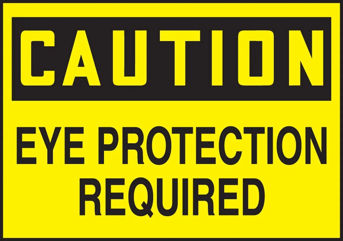 AccuformNMC LPPE612XVE OSHA Caution Safety Label, Eye Protection Required, Adhesive Dura Vinyl, 3-1/2" H x 5" W