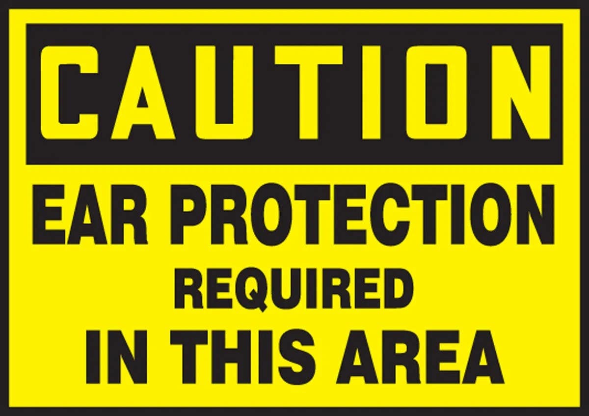 AccuformNMC LPPE618XVE OSHA Caution Safety Label, Ear Protection Required..., Adhesive Dura Vinyl, 3-1/2" H x 5" W