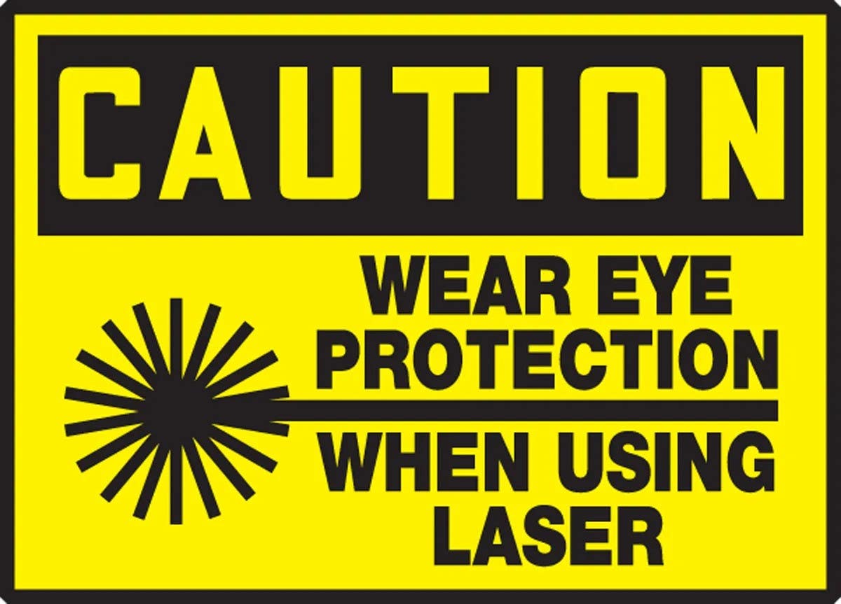 AccuformNMC LPPE622XVE OSHA Caution Safety Label, Wear Eye Protection When Using..., Adhesive Dura Vinyl, 3-1/2" H x 5" W