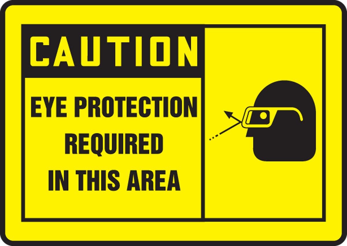 AccuformNMC LPPE627VSP OSHA Caution Safety Label, Eye Protection Required..., Adhesive Vinyl, 3-1/2" H x 5" W, 5/Pk