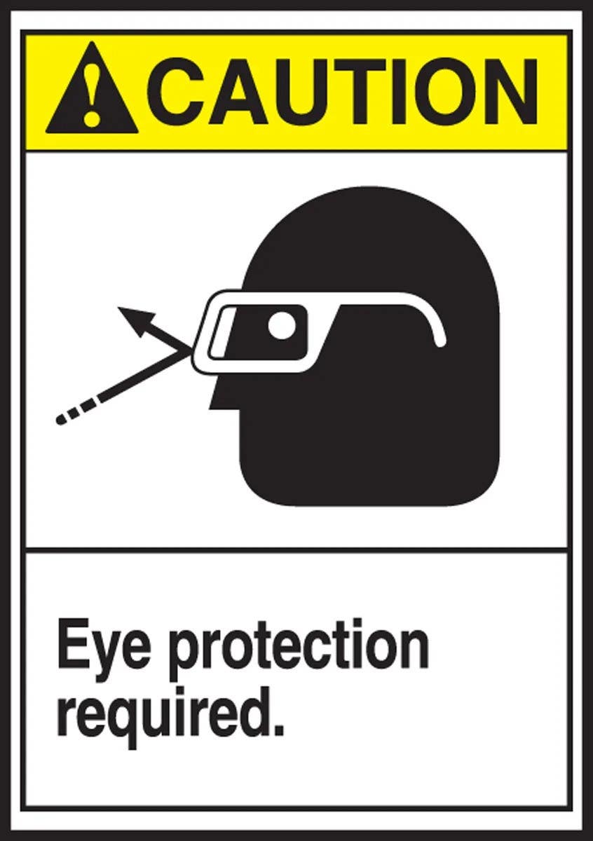 AccuformNMC LPPE632VSP ANSI Caution Safety Label, Eye Protection Required, Adhesive Vinyl, 5" H x 3-1/2" W, 5/Pk