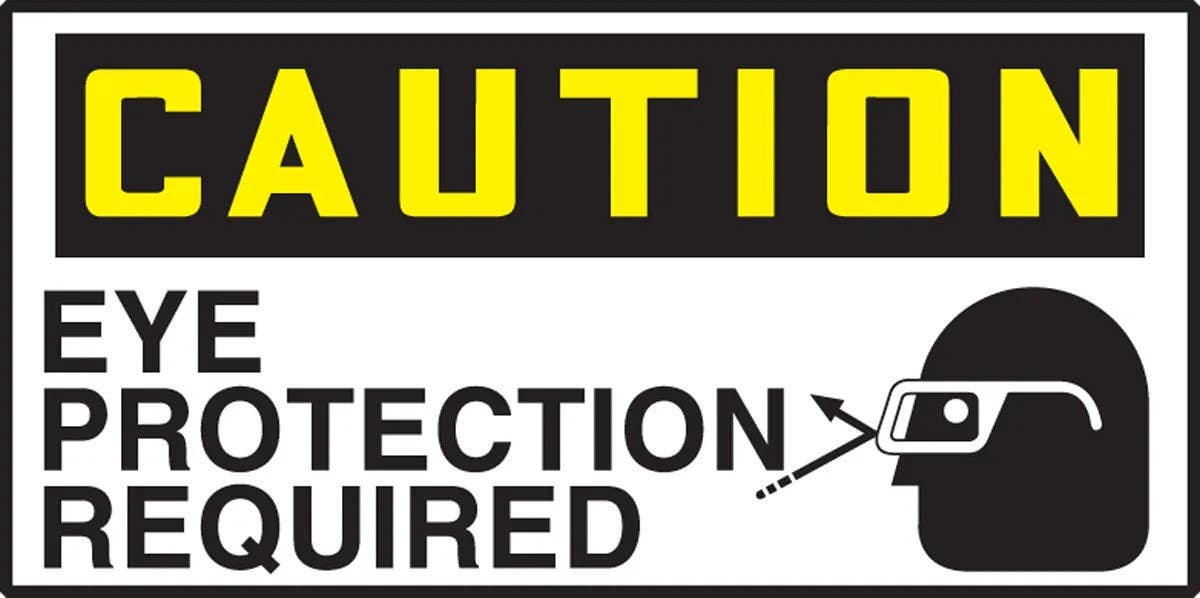 AccuformNMC LPPE691XVE OSHA Caution Safety Label, Eye Protection Required, Adhesive Dura Vinyl, 1-1/2" H x 3" W