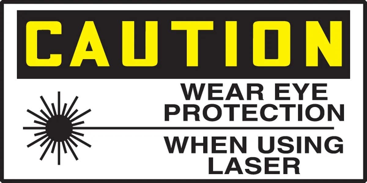 AccuformNMC LPPE692XVE OSHA Caution Safety Label, Wear Eye Protection When..., Adhesive Dura Vinyl, 1-1/2" H x 3" W