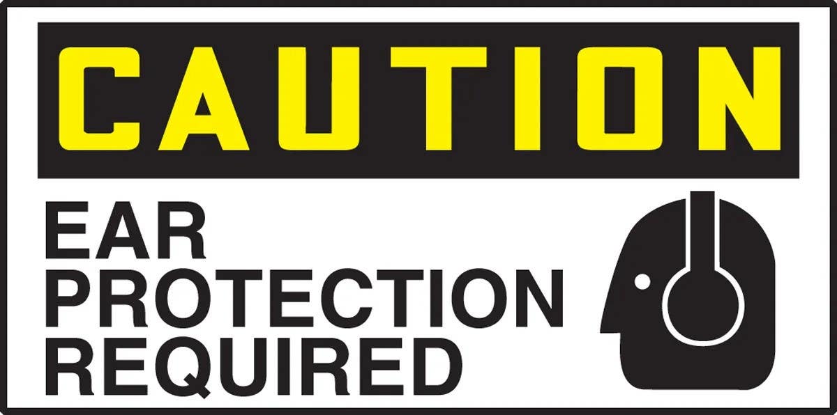 AccuformNMC LPPE694XVE OSHA Caution Safety Label, Ear Protection Required, Adhesive Dura Vinyl, 1-1/2" H x 3" W