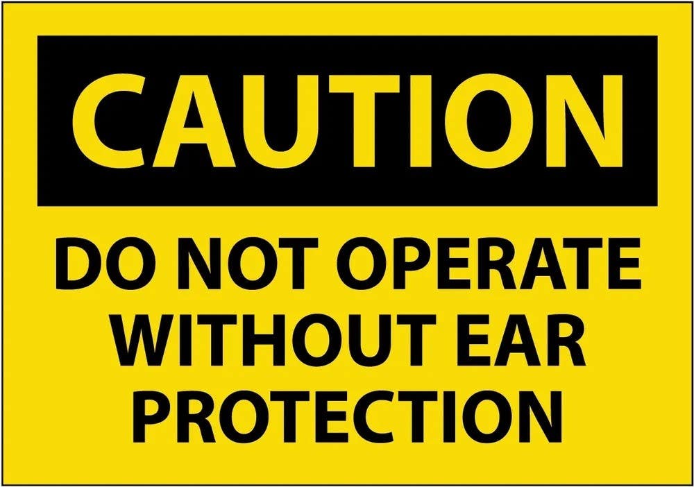 AccuformNMC LPPE698XVE OSHA Caution Safety Label, Do Not Operate Without..., Adhesive Dura Vinyl, 3-1/2" H x 5" W