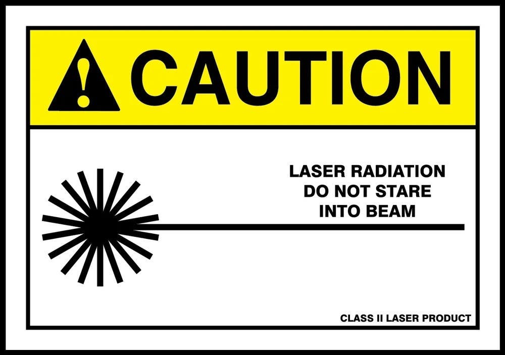 AccuformNMC LRAD040XVE ANSI Caution Safety Label, Laser Radiation, Do Not Stare..., Adhesive Dura Vinyl, 3-1/2" H x 5" W