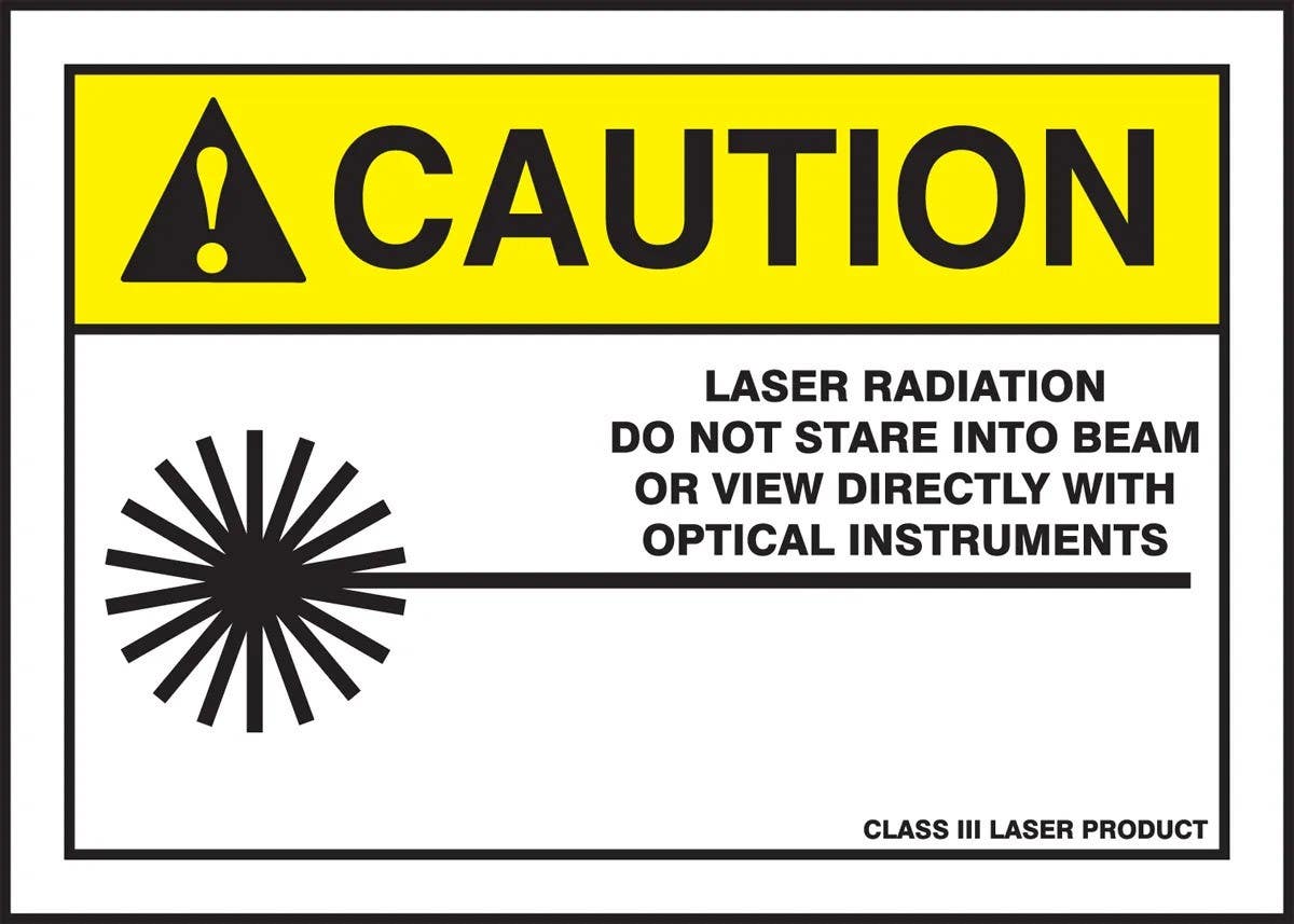 AccuformNMC LRAD042XVE ANSI Caution Safety Label, Laser Radiation, Do Not Stare..., Adhesive Dura Vinyl, 3-1/2" H x 5" W