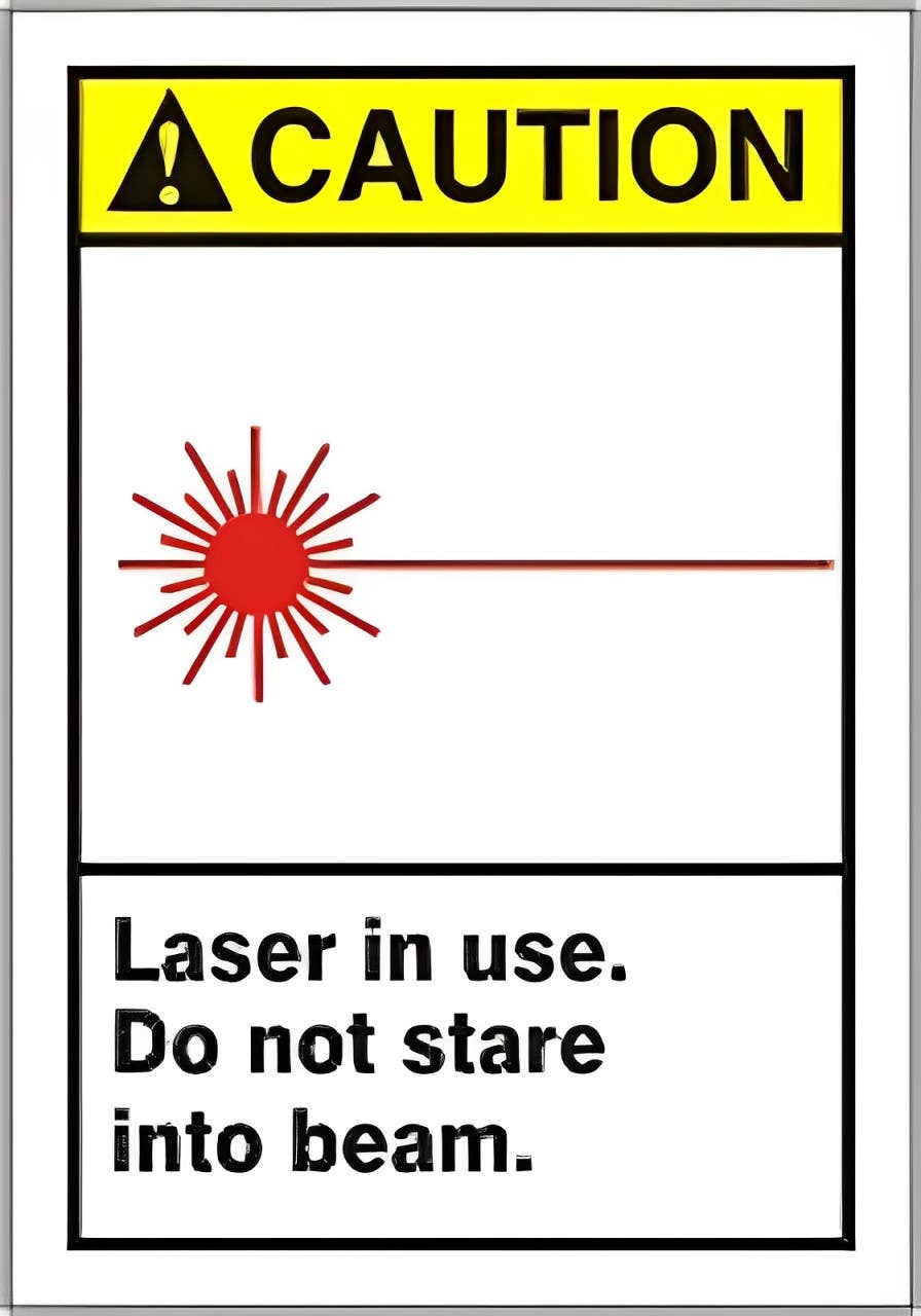 AccuformNMC LRAD603XVE ANSI Caution Safety Label, Laser In Use, Do Not Stare..., Adhesive Dura Vinyl, 3-1/2" H x 5" W