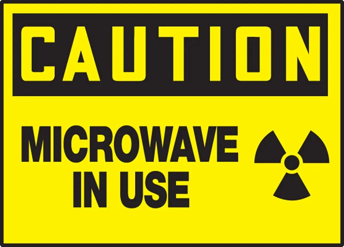 AccuformNMC LRAD606VSP OSHA Caution Safety Label, Microwave In Use, Adhesive Vinyl, 3-1/2" H x 5" W, 5/Pk