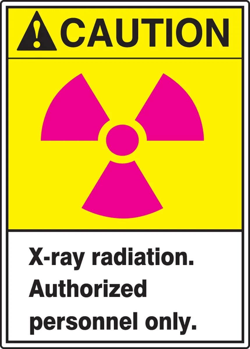AccuformNMC LRAD607VSP ANSI Caution Safety Label, X-Ray Radiation, Authorized..., Adhesive Vinyl, 5" H x 3-1/2" W, 5/Pk