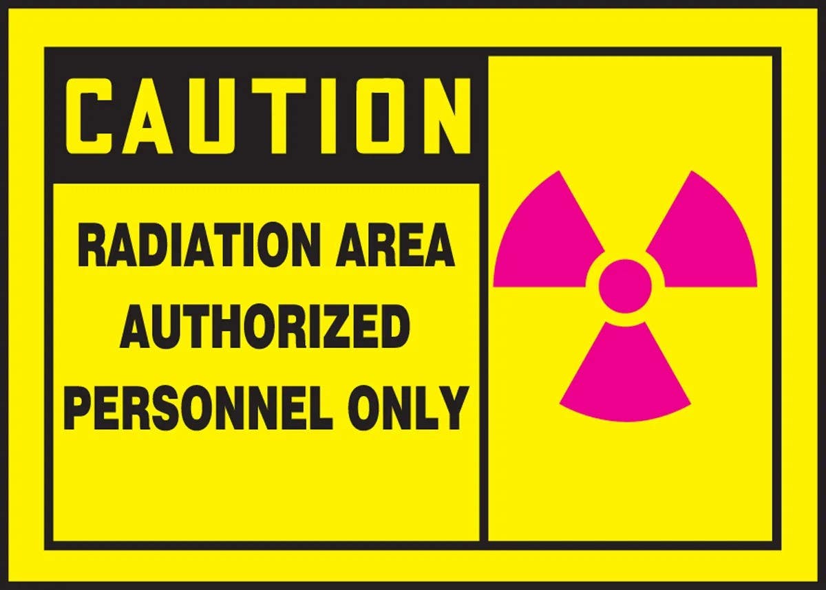 AccuformNMC LRAD608XVE OSHA Caution Safety Label, Radiation Area, Authorized..., Adhesive Dura Vinyl, 3-1/2" H x 5" W